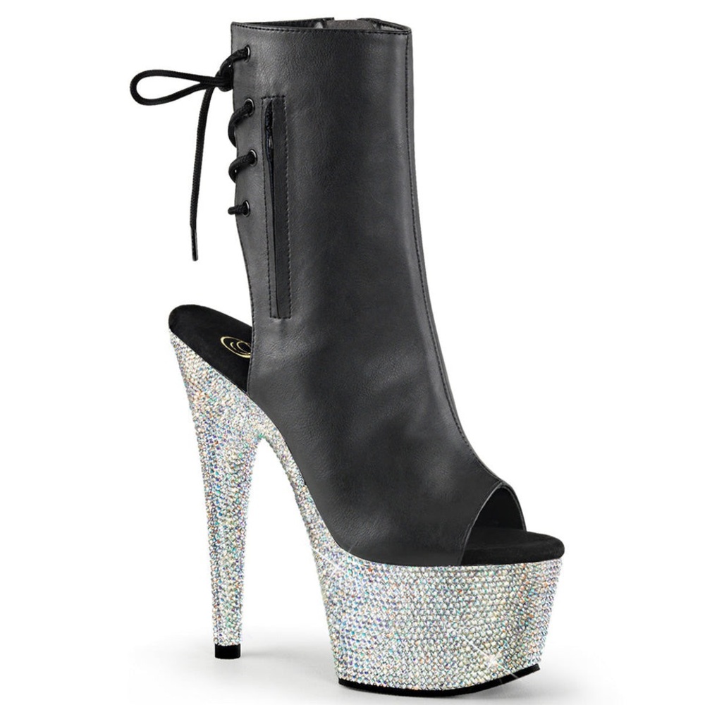 Pleaser Boots Sparkling Silver